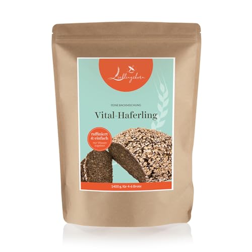 Lieblingskorn Vital-Haferling Backmischung, 1400 g für 4-6 Brote: Gesund, Leicht und Vielseitig - Genuss wie vom Bäcker, Low Carb, Reich an Ballaststoffen und Proteinen, geeignet für Backautomaten von Lieblingskorn