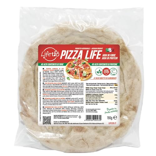 Life 120 - Box Pizza - Keto Protein Pizza mit kohlenhydratreduzierten Ballaststoffen und hohem Proteingehalt - 190g - Packung mit 6 Stück von Life 120