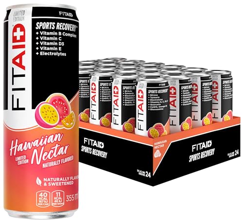 FITAID Post Workout Recovery Drink, Hawaiian Nectar, Passion Fruit, Orange & Guava, BCAAs, Electrolytes, Paleo, Vegan & Gluten-Free, 12 Fl Oz (Pack of 24) von LifeAID