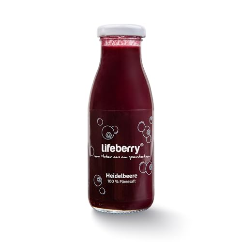 Lifeberry 100% Heidelbeersaft, Natürlicher Saft, Zuckerfrei, Ohne Konservierungsstoffe, Vegan, Reich an Vitamin D, Vitamin C, Vitamin A, Folsäure und Mineralien, Multivitamin, Glasflaschen, 15x250ml von Lifeberry
