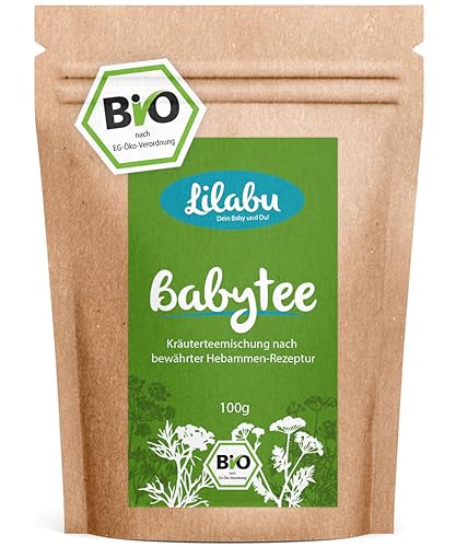 Lilabu Babytee 100g Bio - Bio Bäuchleintee - 100% Bio Zutaten ohne Zusätze - reines Naturprodukt nach altem Hebammenrezept - empfohlen von miBaby.de - Biotiva von Biotiva