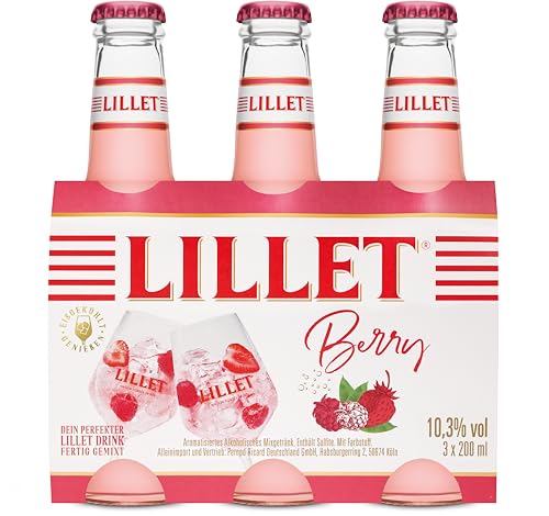 Lillet Berry, vorgemischter Drink aus Lillet Blanc, Erdbeer- & Himbeer-Aromen, fruchtiger Aperitif, aromatisiertes alkoholisches Mixgetränk, 3 x 200ml von Lillet