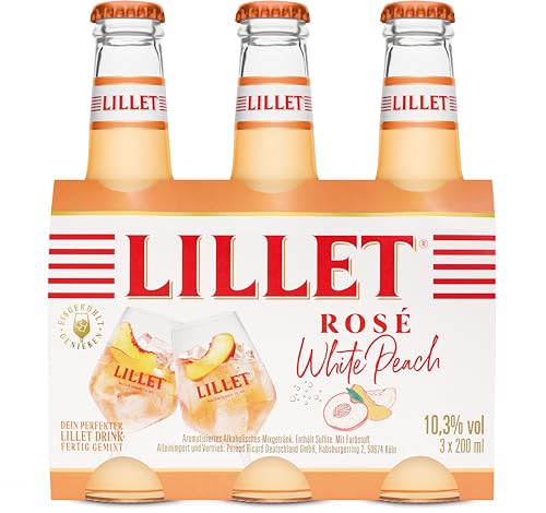 Lillet Rosé White Peach, vorgemischter Drink aus Lillet Rosé & Pfirsich-Aroma, fruchtiger Aperitif, aromatisiertes alkoholisches Mixgetränk, 3 x 200ml von Lillet