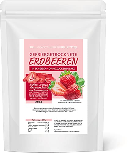 250g gefriergetrocknete Erdbeeren - Erdbeeren getrocknet - Erdbeerchips - in Scheiben - pure Frucht - 100% Erdbeeren | Limfood von Limfood