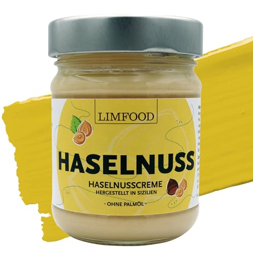 Limfood | 190g Haselnusscreme süß, 45% Haselnussanteil, hergestellt in Bronte, Italien, süßer Brotaufstrich | hoher Nussanteil | ohne Palmöl von Limfood