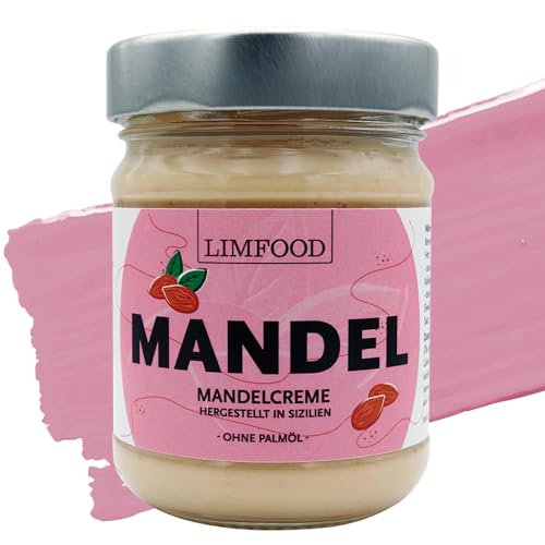 Limfood | 190g Mandelcreme süß, 45% Mandelanteil, hergestellt in Bronte, Italien - süßer Brotaufstrich von Limfood
