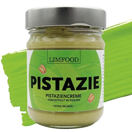 Limfood | 190g Pistaziencreme süß - 45% Pistazienanteil - hergestellt in Bronte (Italien) - süßer Brotaufstrich - hoher Nussanteil | ohne Palmöl von Limfood