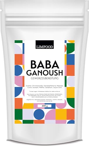 Limfood | 200g Baba Ganoush Gewürz, Gewürzmischung, für Auberginencreme, Baba Ganusch Gewürz für Mezze Gericht aus gegrillter Aubergine und Sesampaste von Limfood