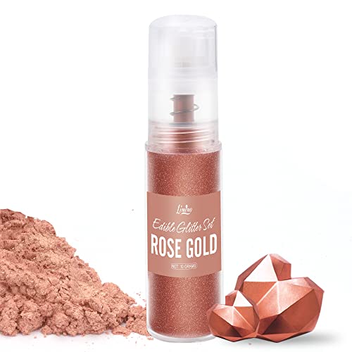 Essbarer Glitzer - 10g Essbarer Glitzerpulver Glitzerstaub in Sprühflasche für Getränke, Kuchen - Metallisch Glitzerpuder Lebensmittelfarbe Pulver zum Cocktails, Wein, Fondant, Keksen (Roségold) von Limino