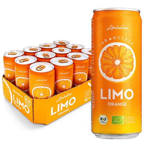 Limissimo Aranciata Orange Bio-Limonade (12 x 330ml) super fruchtig – Naturales Erfrischungsgetränk – Orangen-Limo bio und vegan von Limissimo