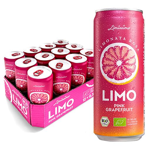 Limissimo Rosa Pink Grapefruit Bio-Limonade (12 x 330ml) super fruchtig – Naturales Erfrischungsgetränk – Grapefruit-Limo bio und vegan von Limissimo