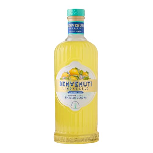 Limoncello Benvenuti 50 cl - Likör aus Schalen sizilianischer Zitronen, Natürliches Rezept, ohne Farbstoffe und künstliche Aromen. 28% vol. von Limoncello Benvenuti