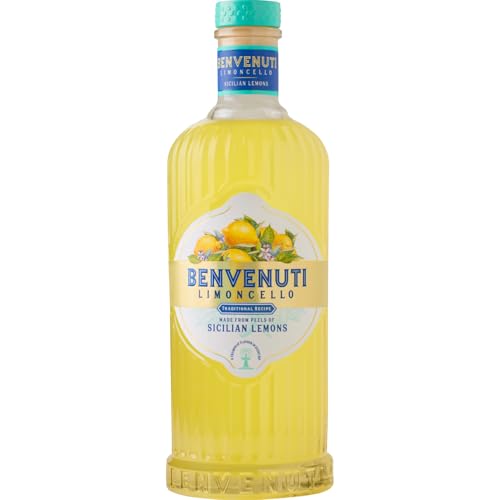 Limoncello Benvenuti 70 cl - Likör aus Schalen sizilianischer Zitronen, Natürliches Rezept, ohne Farbstoffe und künstliche Aromen. 28% vol. von Limoncello Benvenuti