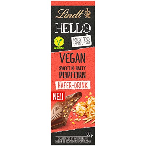 Lindt HELLO Vegan Sweet'N Salty Popcorn (Vegane Schokolade laktosefrei mit Popcorn) 100g x 12 (1200g) von Lindt