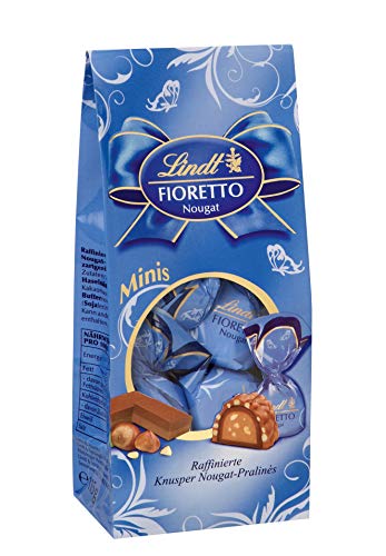 Lindt Fioretto Minis Beutel, Nougat,Raffinierte Pralinés mit Nougat-Füllung und zartgerösteten Haselnussstückchen umhüllt von knusprigem Crisp & feiner Lindt Alpenmilch-Schokolade, 4er Pack(4 x 115g) von Lindt & Sprüngli