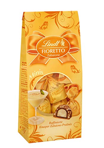 Lindt Fioretto Minis Beutel, Zabaione, Raffinierte Pralinés mit Zabaione-Trüffel-Füllung umhüllt von knusprigem Crisp und feiner Alpenmilch-Schokolade, 4er Pack (4 x 115 g) von Lindt & Sprüngli