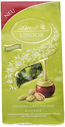 Lindt Lindor Beutel Pistazie, Vollmilchschokolade mit zartschmelzender Füllung und Pistaziengeschmack, 3er Pack (3 x 137 g) von Lindt