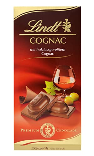 Lindt Schokolade Cognac | 4 x 100 g Tafel | Vollmilch-Schokolade mit holzfassgereiftem Cognac | Schokoladentafel | Schokoladengeschenk von Lindt & Sprüngli