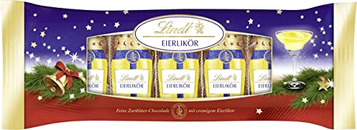 Lindt Schokolade Eierlikör Fläschchen | 2 x 132 g | Feine Zartbitterschokolade mit cremigem Eierlikör, alkoholhaltig | Schokoladen-Geschenk zu Weihnachten | Weihnachtsschokolade von Lindt & Sprüngli