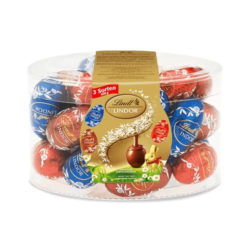 Lindt Schokolade LINDOR Eier Mischung | 450 g | 9 x LINDOR Eier Vollmilch, 8 x LINDOR Eier Feinherb und 8 x LINDOR Eier Noisette | Oster Schokolade | Schokoladengeschenk | Ostereier | Schokoeier von Lindt & Sprüngli