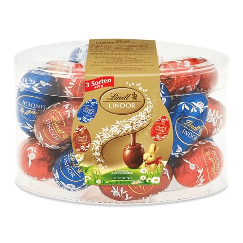 Lindt Schokolade LINDOR Eier Mischung | 450 g | 9 x LINDOR Eier Vollmilch, 8 x LINDOR Eier Feinherb und 8 x LINDOR Eier Noisette | Oster Schokolade | Schokoladengeschenk | Ostereier | Schokoeier von Lindt & Sprüngli