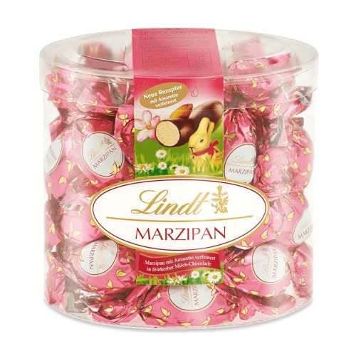 Lindt Schokolade Marzipan-Eier mit Amaretto im pinken Frühlingsdesign | 425 g | Marzipan mit Amaretto verfeinert in feinherber Milchschokolade | Oster Schokolade | Schokoladengeschenk | Ostereier von Lindt & Sprüngli