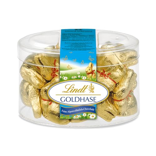 Lindt Schokolade Mini GOLDHASEN | 200 g | 20 x 10 g Mini GOLDHASEN | Vollmilch-Schokolade in Hasenform zu Ostern | Osterschokolade | Schokoladegeschenk | Schokoladenhasen | Osterhase von Lindt & Sprüngli