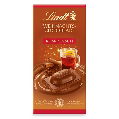 Lindt Weihnachtsschokolade Tafel Punsch | 100 g | Vollmilch-Schokolade mit Alkohol | 4er Pack | Schokoladen-Geschenk zu Weihnachten von Lindt & Sprüngli