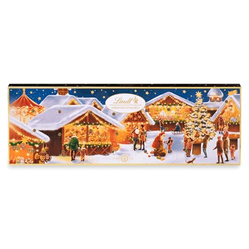 Lindt Schokolade Weihnachtsmarkt Adventskalender 2024 | 250 g | Adventskalender mit 24 süßen Überraschungen | Schokolade für die Weihnachtszeit | Schokoladen-Geschenk von Lindt & Sprüngli