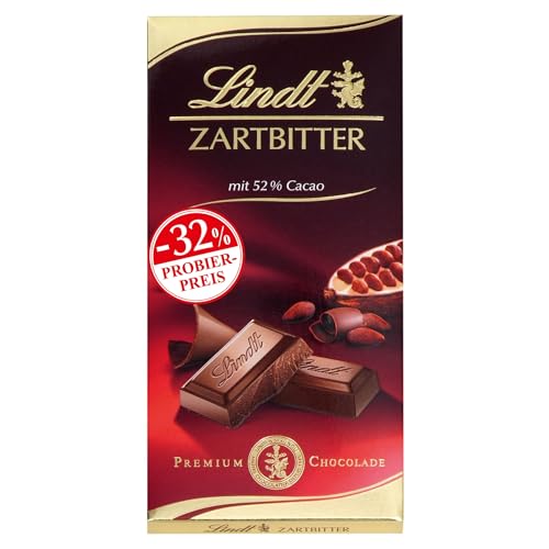 Lindt Schokolade Zartbitter Tafel Promotion | 100 g | Premium Schokolade mit 52 % Kakao | Schokoladentafel |Schokoladen-Geschenk von Lindt & Sprüngli