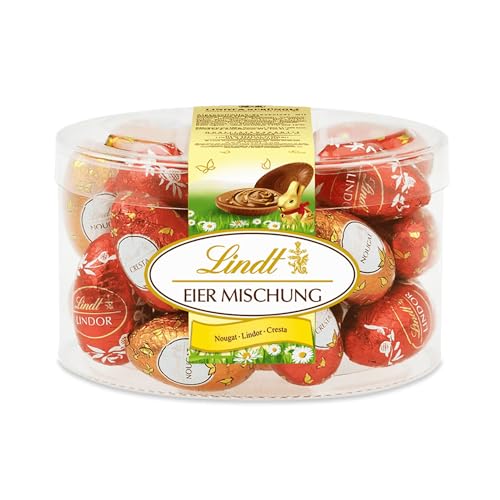 Lindt Schokoladen Eier Mischung | 450 g | Schokoladen Eier in verschiedenen Sorten: 9 x LINDOR Vollmilch, 8 x Nougat und 8 x Cresta | Oster Schokolade | Schokoladengeschenk | Ostereier | Schokoeier von Lindt & Sprüngli