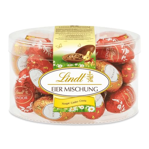 Lindt Schokoladen Eier Mischung | 450 g | Schokoladen Eier in verschiedenen Sorten: 9 x LINDOR Vollmilch, 8 x Nougat und 8 x Cresta | Oster Schokolade | Schokoladengeschenk | Ostereier | Schokoeier von Lindt & Sprüngli