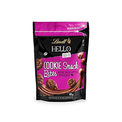 Lindt & Sprüngli HELLO Snack Bites Cookie, knackige Vollmilchschokoladen Kugeln mit Keks-Füllung, 4er Pack (4 x 105 g) von Lindt & Sprüngli
