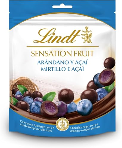 Lindt & Sprüngli Sensation Fruit Heidelbeere und Acai, extra feine, dunkle Schokolade-Kugeln mit einer fruchtig-weichen Füllung, 4er Pack (4 x 150 g) von Lindt & Sprüngli