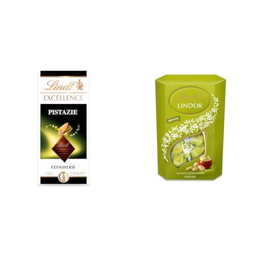 Bundle aus Lindt EXCELLENCE Pistazie - Feinherbe Schokolade | 100g Tafel + Lindt Schokolade LINDOR Kugeln Pistazie | 500 g von Lindt