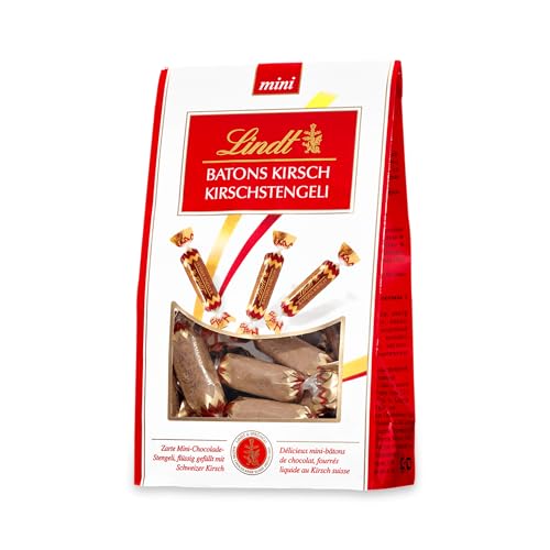 Lindt Batons Kirschstengeli | 120g Packung | ca. 15 Stück | Vollmilchschokolade flüssig gefüllt mit Schweizer Kirschlikör | Pralinen-Geschenk mit Alkohol | Schokoladengeschenk von Lindt