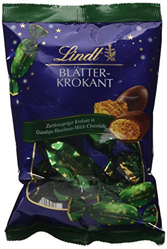 Lindt Blätterkrokant Doppeldreh, zartknuspriger Krokant in Alpenmilch-Schokolade, 90g von Lindt