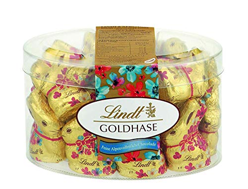 Lindt Blumen Edition Mini Goldhasen Köcher mit Alpenvollmilchschokolade 200g von Lindt