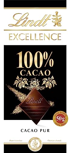 Lindt EXCELLENCE 100 % Kakao - Edelbitter-Schokolade | 50 g Tafel | Extra kräftige Bitter-Schokolade | Intensiver Kakao-Geschmack | Dunkle Schokolade | Vegane Schokolade | Schokoladengeschenk, 50g (1er Pack) von Lindt