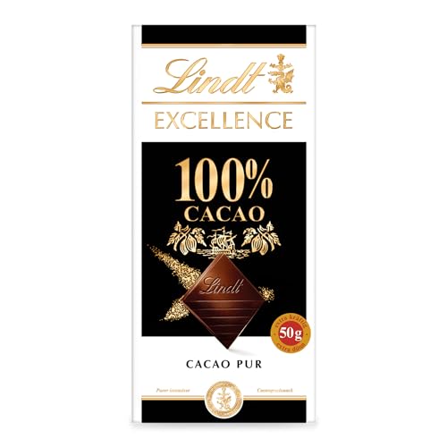 Lindt EXCELLENCE 100 % Kakao - Edelbitter-Schokolade | 50 g Tafel | Extra kräftige Bitter-Schokolade | Intensiver Kakao-Geschmack | Dunkle Schokolade | Vegane Schokolade | Schokoladengeschenk von Lindt