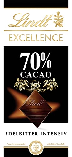 Lindt EXCELLENCE 70 % Kakao - Edelbitter-Schokolade | 100 g Tafel | Vollmundige Bitter-Schokolade | Intensiver Kakao-Geschmack | Dunkle Schokolade | Vegane Schokolade | Schokoladengeschenk von Lindt