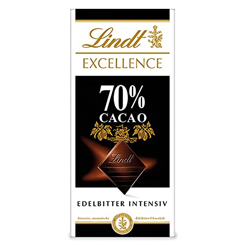 Lindt EXCELLENCE 70 % Kakao - Edelbitter-Schokolade | 100 g Tafel | Vollmundige Bitter-Schokolade | Intensiver Kakao-Geschmack | Dunkle Schokolade | Vegane Schokolade | Schokoladengeschenk von Lindt