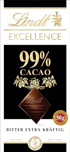 Lindt EXCELLENCE 99% Kakao - Edelbitter-Schokolade | 50 g Tafel | Extra kräftige Bitter-Schokolade | Intensiver Kakao-Geschmack | Dunkle Schokolade | Vegane Schokolade | Schokoladengeschenk von Lindt