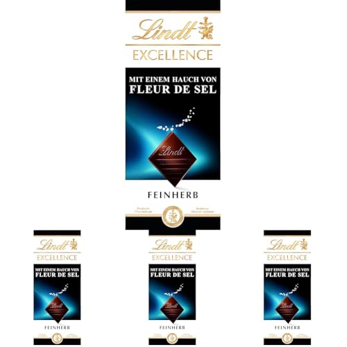 Lindt Excellence Feinherbe Schokolade, Feinherbe mit Meersalz, Intensiver Kakao Geschmack, Dunkle, 100 g (4er Pack) von Lindt