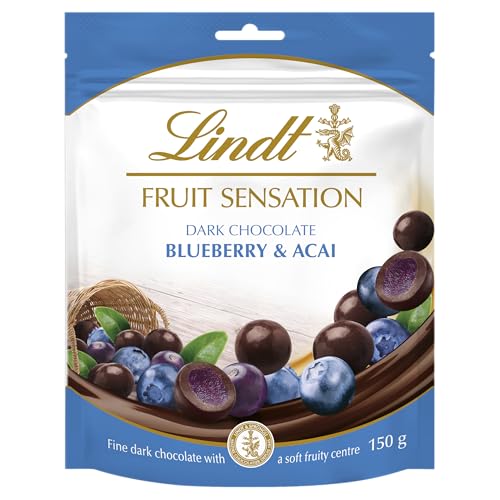 Lindt Fruit Sensation Dark Chocolate, Blueberry & Acai Sensations, Beutel 150 g von Lindt