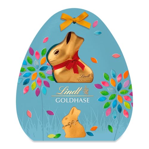 Lindt GOLDHASE Geschenk | 266 g | Vollmilch-Goldhasen & Schokoladen-Eier (Vollmilch, Cresta, Nougat) | Perfektes Schokoladen-Geschenk für Ostern & Frühling von Lindt