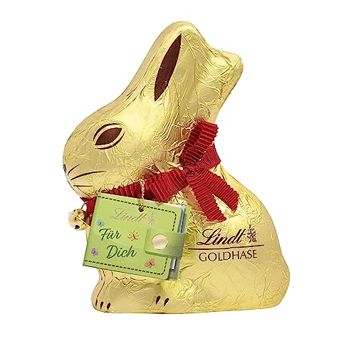 Lindt GOLDHASE mit Geschenkumschlag, Vollmilch Schokoladen-Figur zu Ostern mit persönlicher Botschaft, 1er Pack (1 x 200 g) von Lindt