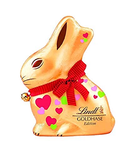 Lindt GOLDHASEN Herzen Edition, Premium Schokoladen-Figur zu Ostern, Vollmilch, 1er Pack (1 x 200 g) von Lindt