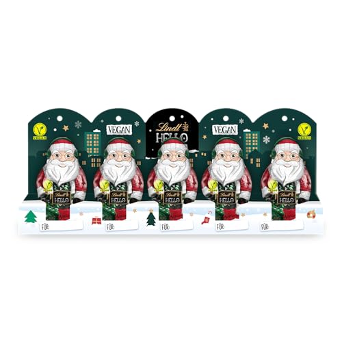 Lindt HELLO Schokolade zu Weihnachten | 50g | Vegane HELLO Mini-Santa Weihnachtsmänner | 5er Pack | stylische Weihnachtsschokolade | Schokoladengeschenk von Lindt