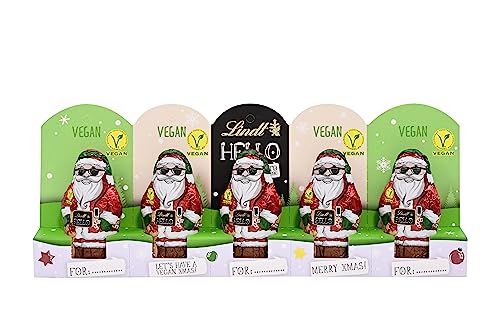 Lindt HELLO Schokolade zu Weihnachten | Mini-Santa Weihnachtsmann vegan mit Hafer Drink | 50 g | 5er Pack | stylische Weihnachtsschokolade von Lindt